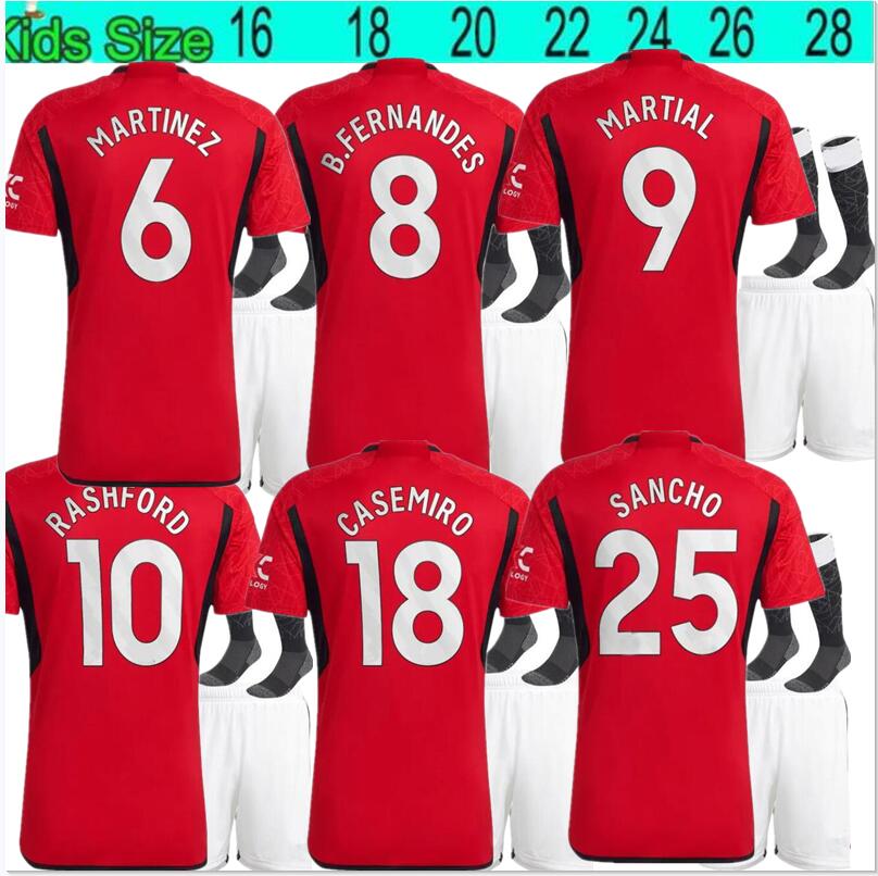

SANCHO 23 24 soccer jerseys Antony Martinez RASHFORD Casemiro 2023 Training football shirt MANS UTDs MARTIAL B. FERNANDES MANCHESTERS kids kit, Red