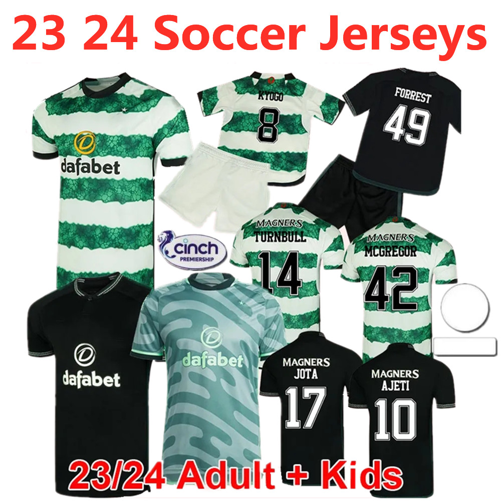 

2023 2024 soccer jerseys home away third 4th KYOGO JOTA AJETI 23 24 Mens Kids MCGREGOR TURNBULL STARFELT football shirts fans player version Celtic special edition 66, 15