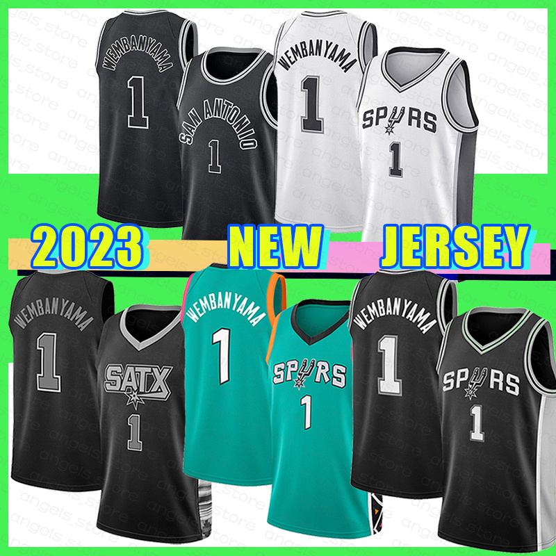 

New Basketball Jersey San Antonio''Spurs'' Mens Youth Kids 2023 1 Victor Wembanyama