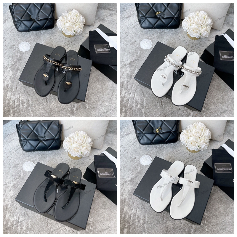 72% OFF pantoufles de designer Bureau / Extérieur Doux Confortable Sandales À Talons Plats Femmes Designer De Luxe Classique Chaîne Taille Chauss