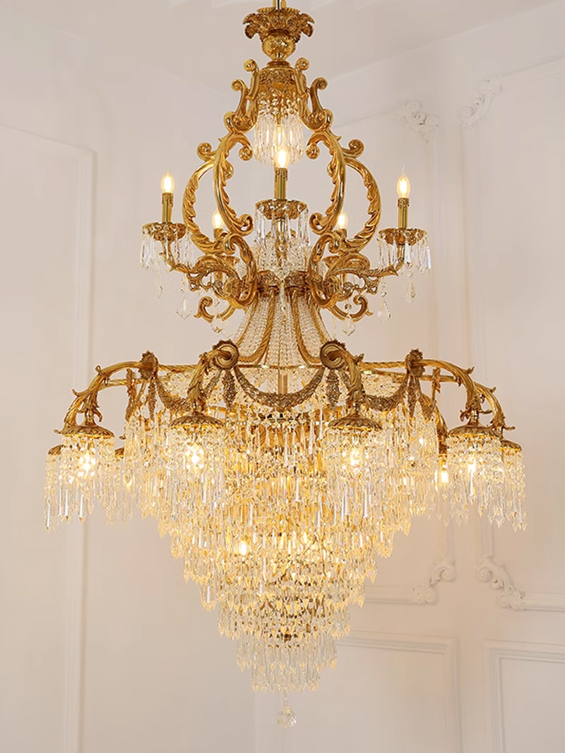 Lustres en cristal de luxe américains luminaire français grand lustre en cuivre romantique européen classique Luminaria maison éclairage intérieu