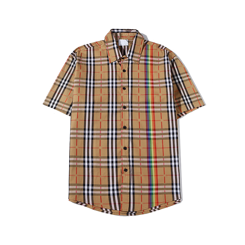 

Summer designer polo shirt luxury Italian men's check stripe garment short sleeve fashion casual men's summer t-shirt size M-2XL, Brown