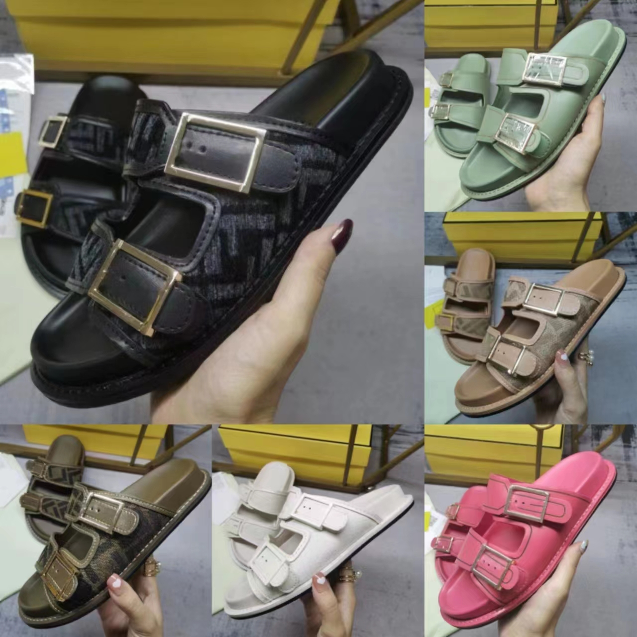 

summer Flat slippers Women Sandals Designers Platform Slides shoes Novelty Sandal Scuffs US Genuine SOFT Leather shoe Womens slipperbeach slippers size 35-45, (35-43 size) as pic