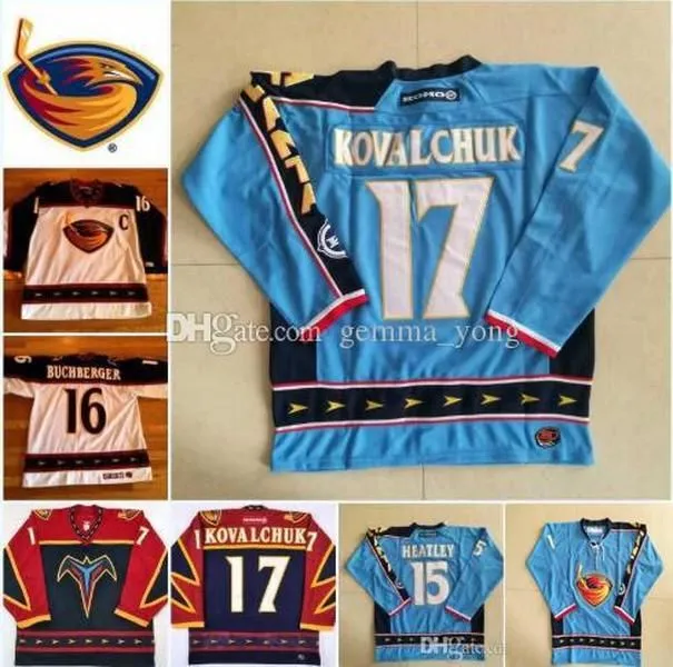 

Hockey Custom Vintage 17 Ilya Kovalchuk Atlanta Thrashers Hockey Jerseys 15 Dany Heatley 39 Tobias Enstrom 16 Marian Hossa Ice Jersey Size S, Black