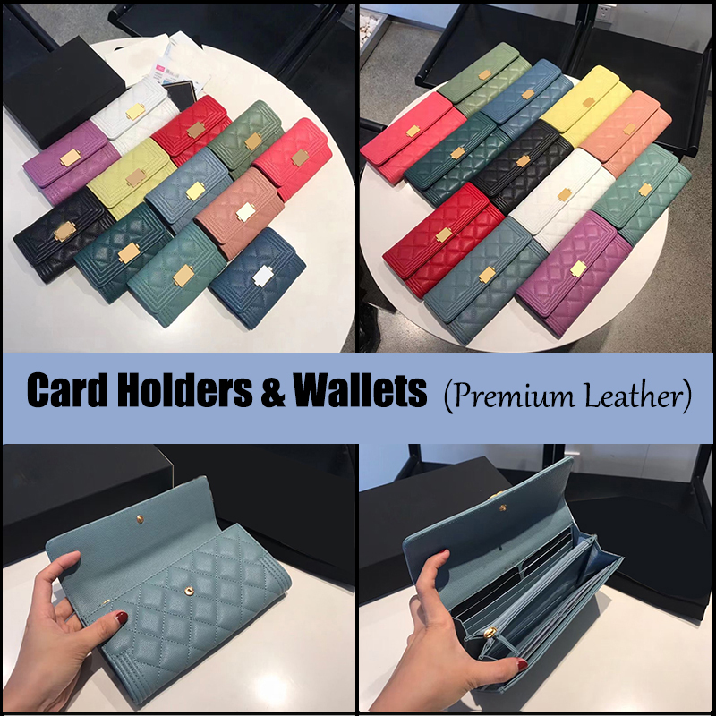 Premium Leather Fashion Card Holders and Wallets Purse Card Bags with Gold Square Metal Logo-image-907234750