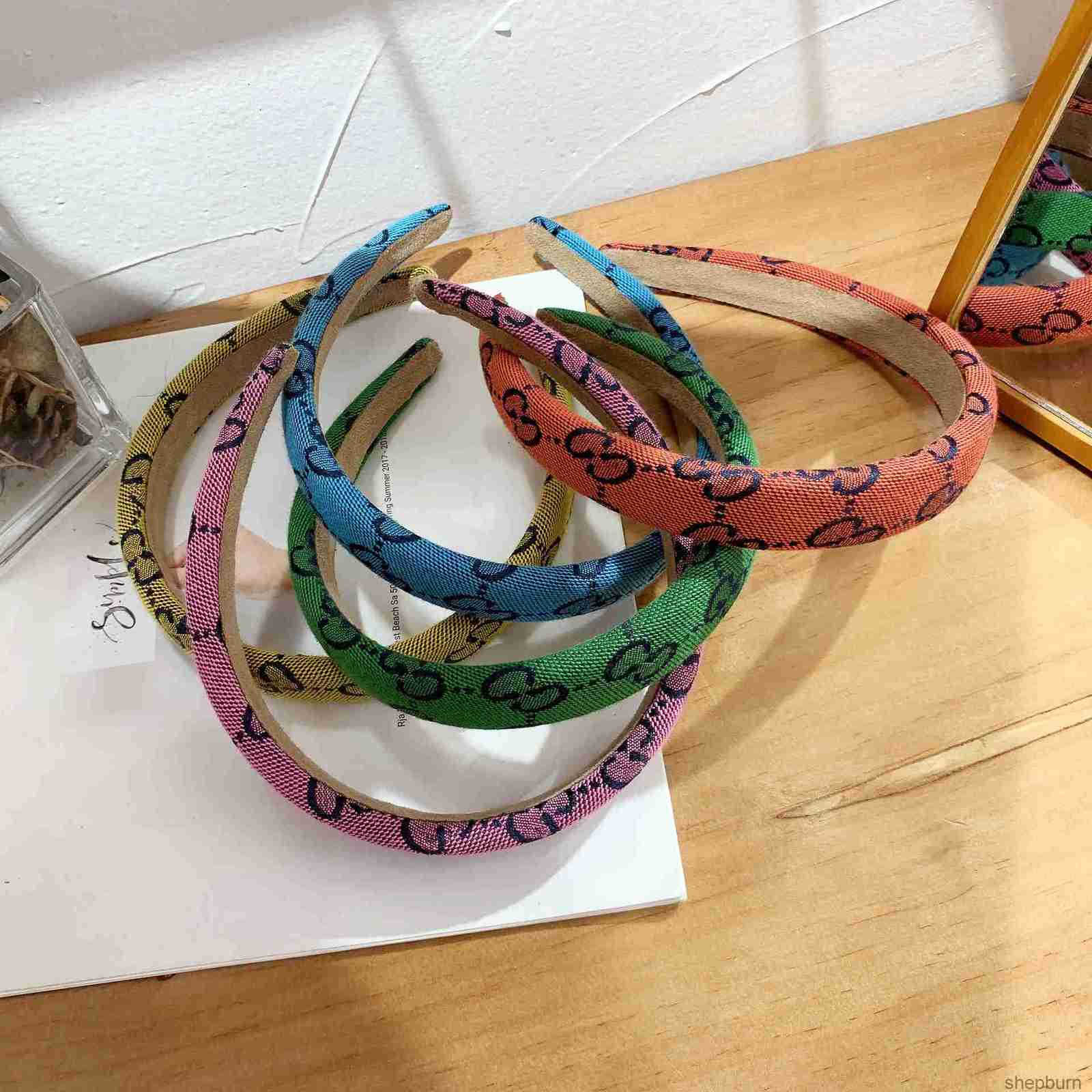 Brand Women Double Letter Printing Headbands Candy Color Hairband Fashion Headwear Thin -brimmed Knotted Hairclasp Hair Hoop Luxury Hair Accessor-image-907258351