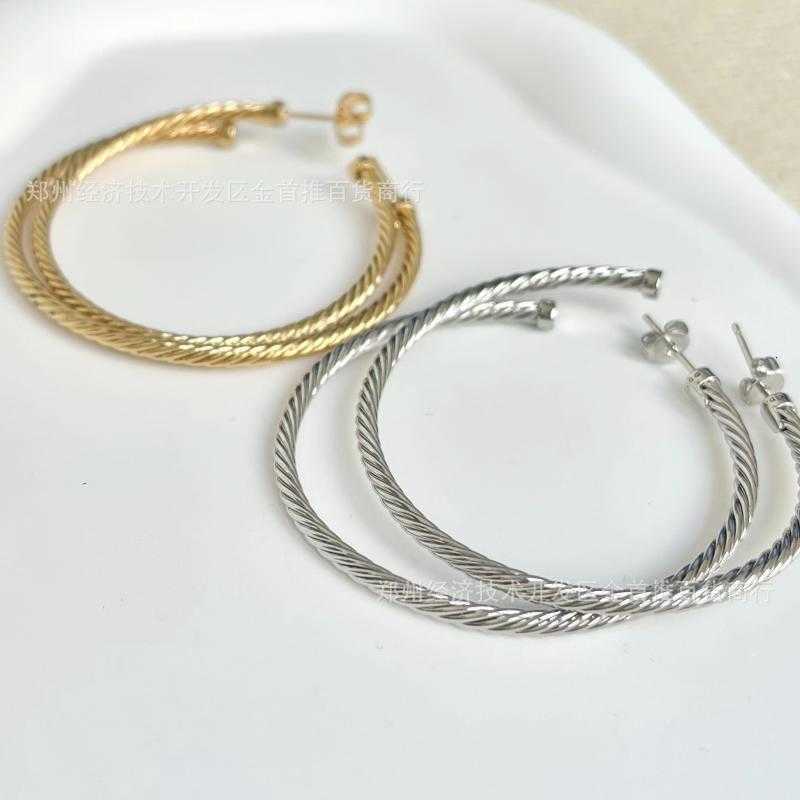 Boucles d'oreilles de créateur en or pour femmes, bijoux de luxe, en argent Sterling 925, grand cercle, à la mode