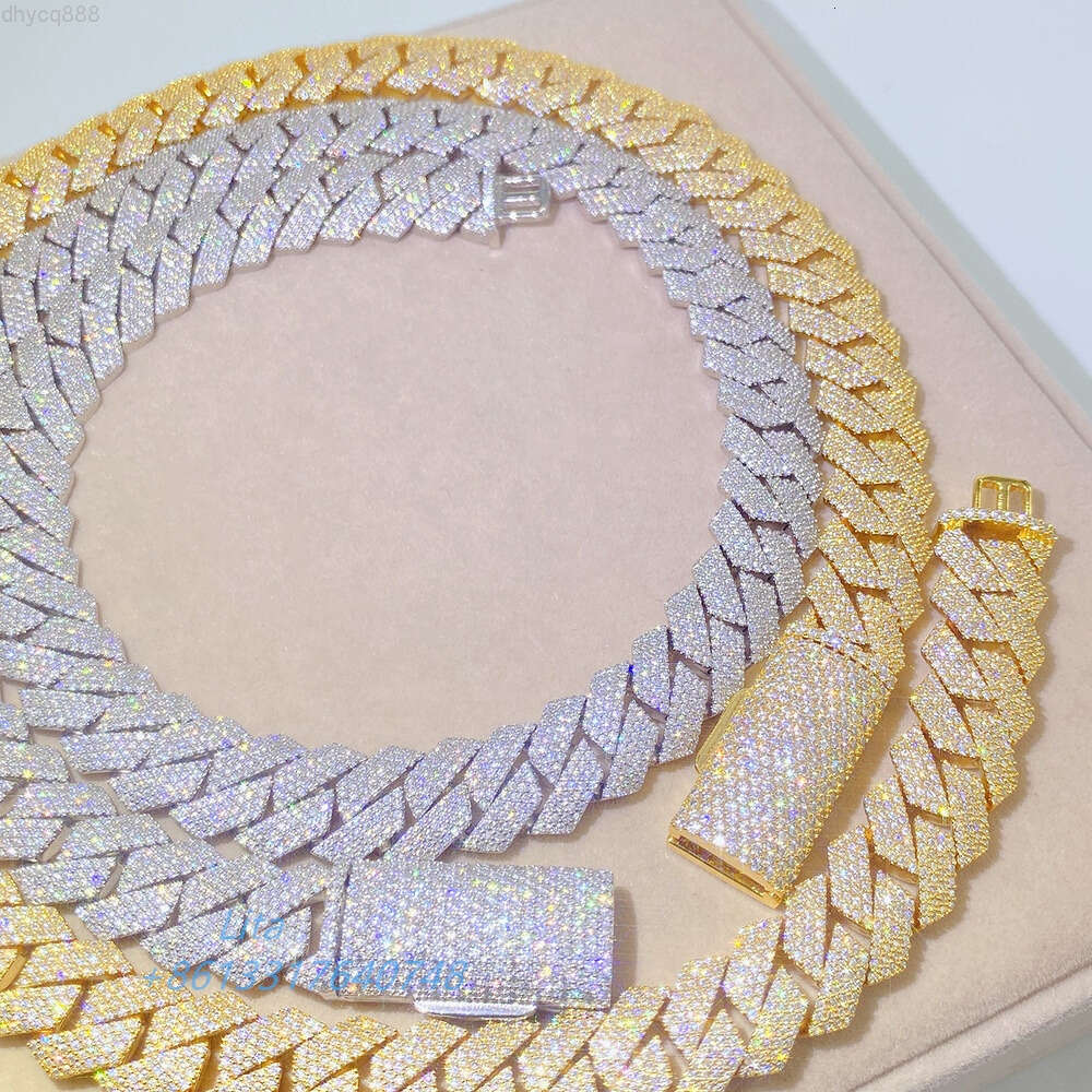 Vendre à chaud 925 Bijoux hip hop en argent sterling Pass Diamond Tester 15 mm 18 mm 20 mm Miami Moisanite Cuban Link Chain