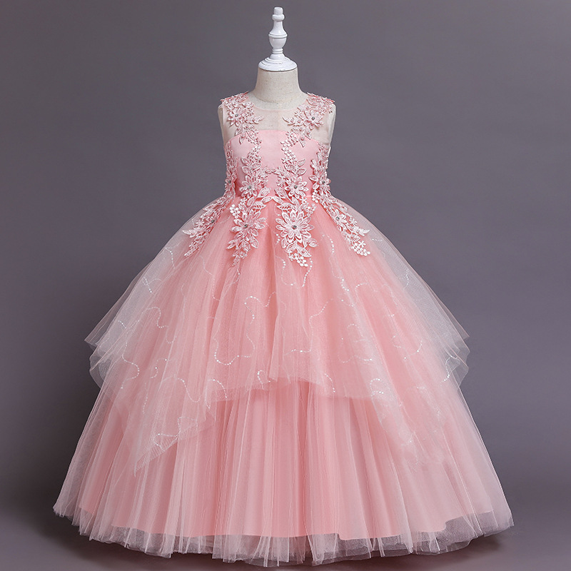 New Arrival lace Flower Girl Dresses 2023 Beaded Hand Made Flower Communion Dress Ball Gowns For Kids Cute Tulle Lace Appliques Long Formal Kids-image-907401310