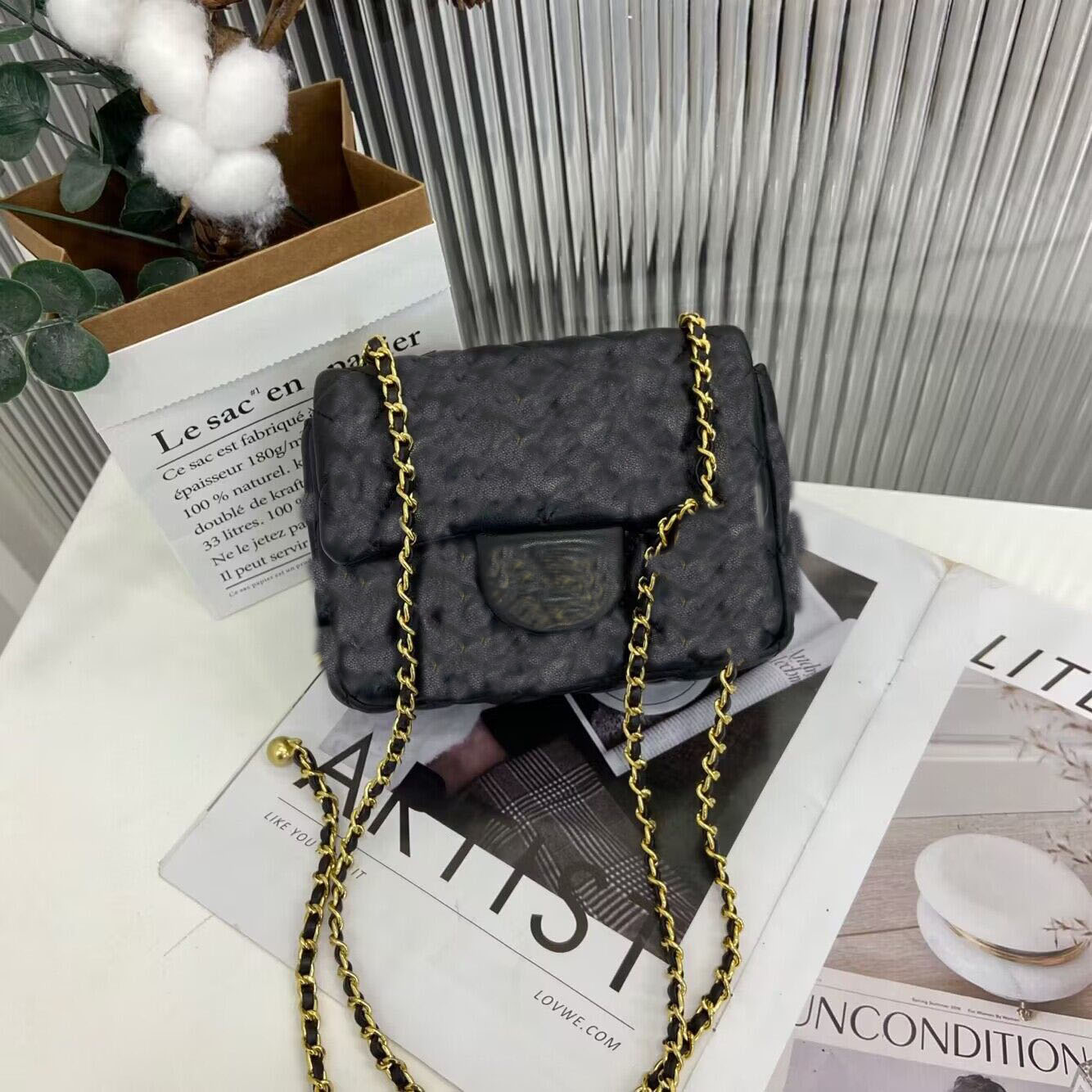 2023 famous designer bag classic fatty metal ball shoulder diagonal sheepskin leather bag free ship-image-907391286