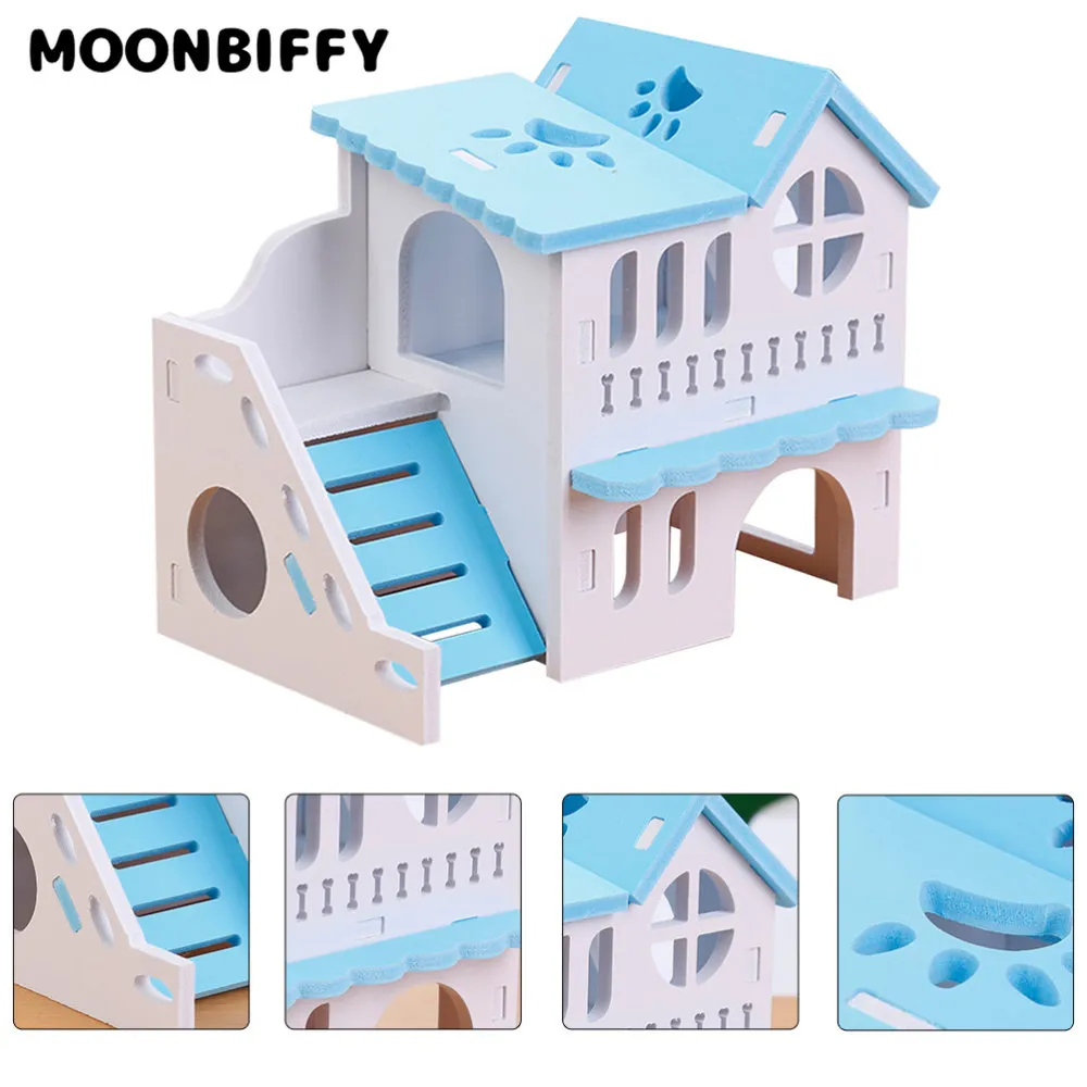 Wooden Hamster Nest Sleeping House Home Luxury Cages Pet DIY Hideout Hut Toy Small Supplies Hamster Accessories