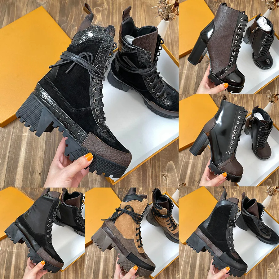 New Desginer Laureate Boots Martin Ankle Boots High Heeled Brand Fashion Shoes Genuine Leather Coarse Heel Desert Boot Zipper Letter Lace Up Wint-image-907381476
