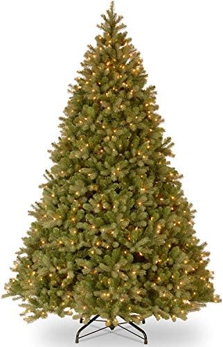 Pre-Lit Feel Real Artificial Full Downswept Christmas Tree, Green, Douglas Fir, White Lights, Includes Stand