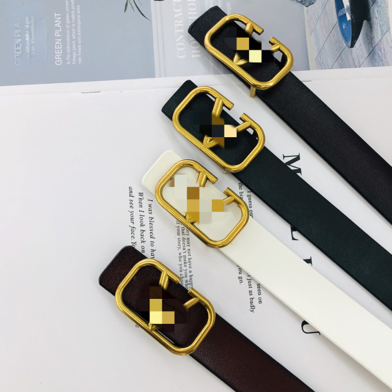 Trendy Brand Women's Belts Leather Val Business Metal Decorative Belt-image-907457083