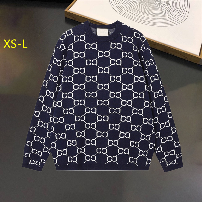 Designer Sweater Man for Woman Knit Crow Neck Womens Fashion Letter Black Long Sleeve Clothes Pullover Oversized Blue Top American size S-XL A6