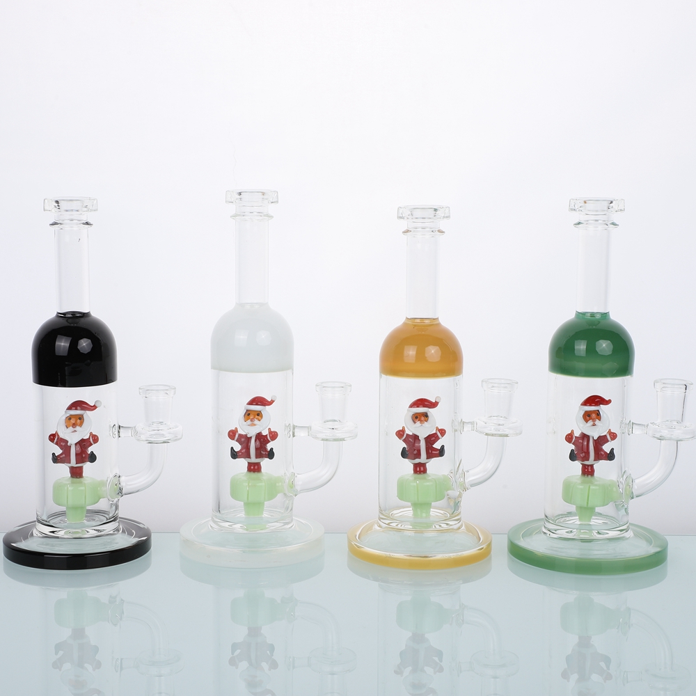 2023 New Glass Smoking Bong/Glass Water Pipes/Glass Bong with Santa Claus Figurine for Xmas-image-771939631