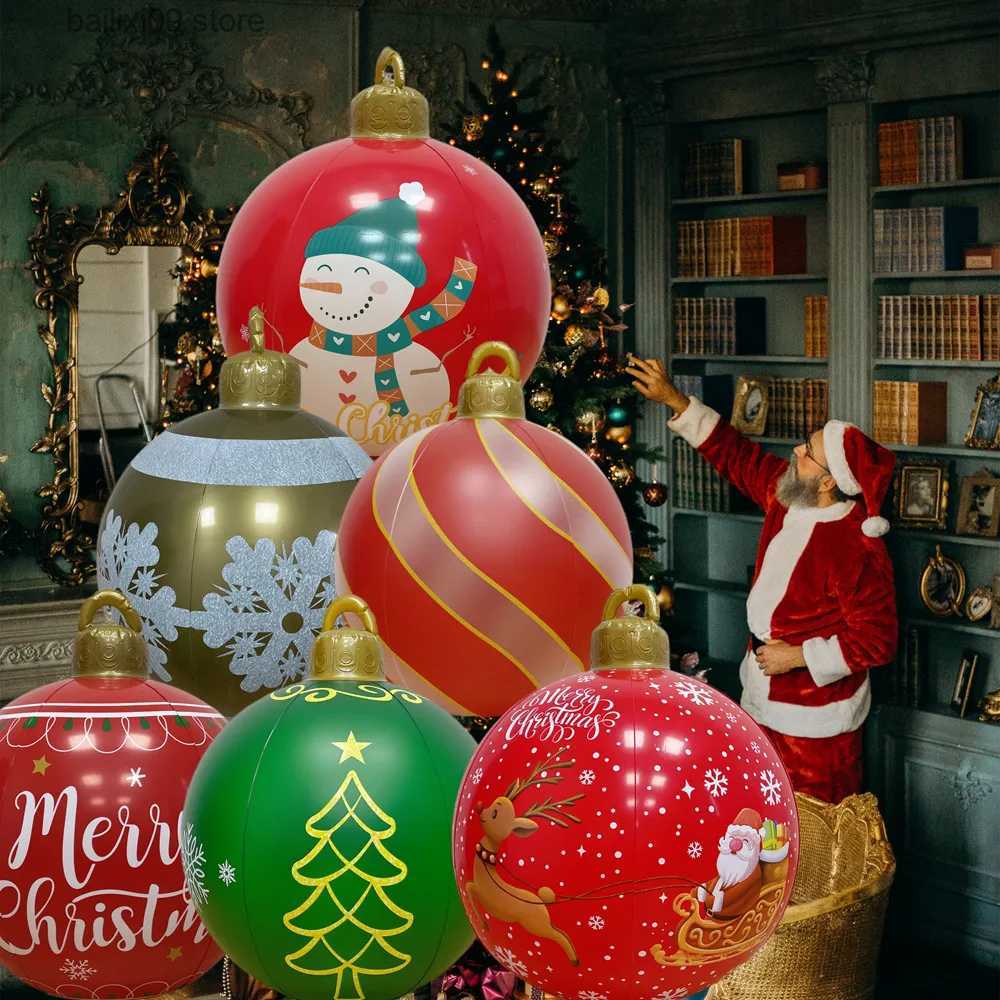 Christmas Decorations 60cm Outdoor Christmas Inflatable Decorated Ball LED Light Xmas Tree Decorate PVC Glowing Ball Christmas Decor Gift Dropshi-image-908444251