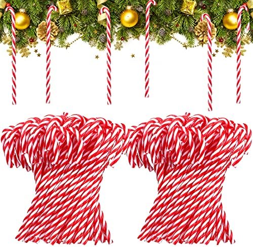 Christmas Plastic Candy Cane Ornament Twisted Crutch Christmas Tree Hanging Decorations Candy Cane Decorations for Xmas Crafts Indoor Outdoo