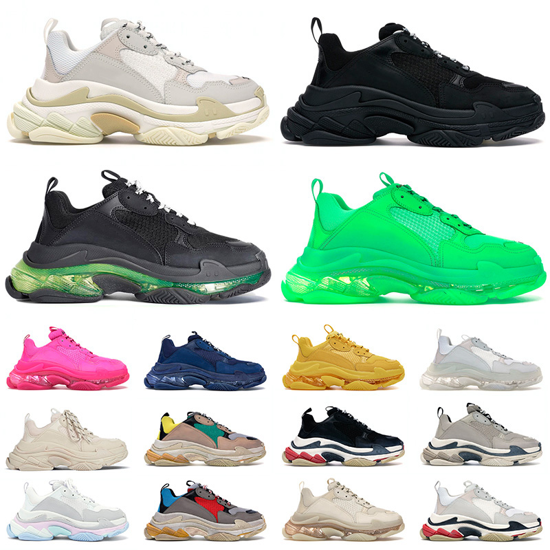 Triple S Chaussures de créateurs hommes Femmes Forme Plaque Tripler Luxe Black Blanc beige rose vert clair Sole Crystal Luxury Mens Chaussures Sn