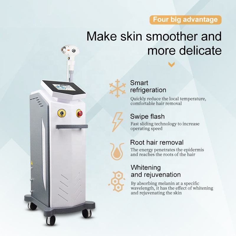 Manufacturer supply 808nm diode laser ice point depilator machine exquisite promotion non-invasive hair removal whitening and rejuvenation on skin e