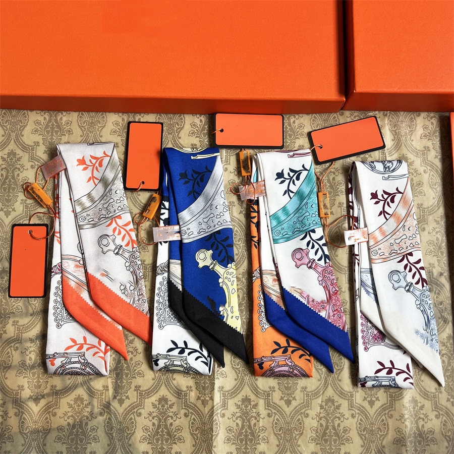 Letter print silk scarf designer headscarf women's fashion long handle bag scarf Paris shoulder backpack luggage ribbon headscarf 130579 