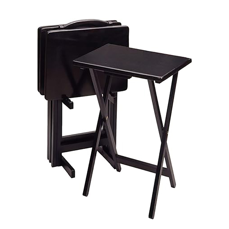 Folding Table 4 Piece Alex TV Tables, Black-image-863179030