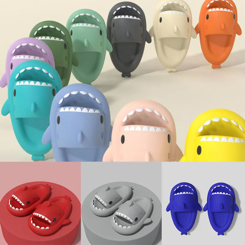 designer Men Women Shark Slippers Summer Home Anti-skid Solid Color EVA Couple Outdoor Indoor Bone Household Funny Slipper sandals platform slide