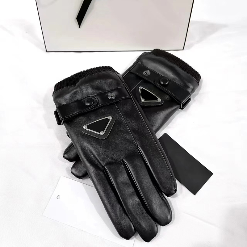 Men&#039;s and women&#039;s leather gloves designer fashion brand mittens five fingers 2 styles-image-908304255