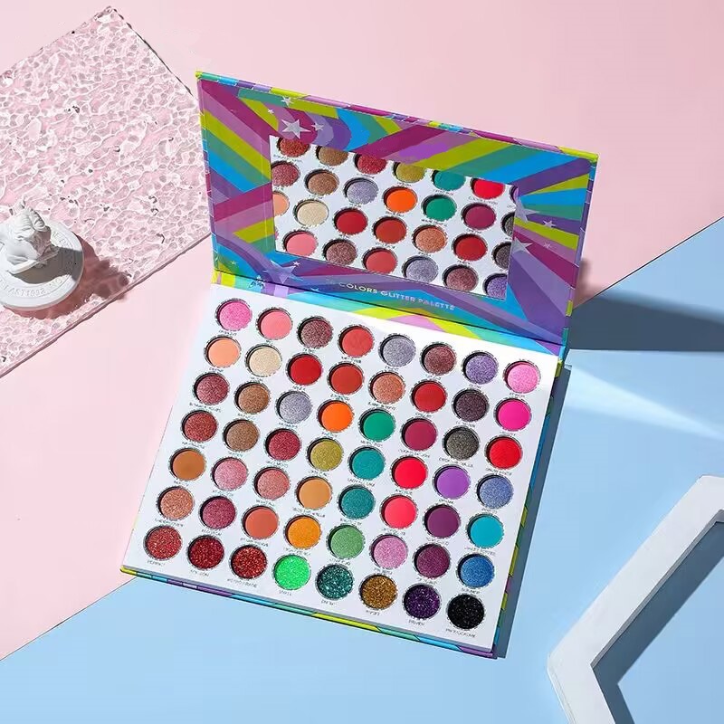 Long Lasting 56 Colors Shimmer Glitter Eyeshadow Makeup Palette Colorful Highly Pigmented Vibrant Eye Shadow Palette for Women Beauty-image-908011775