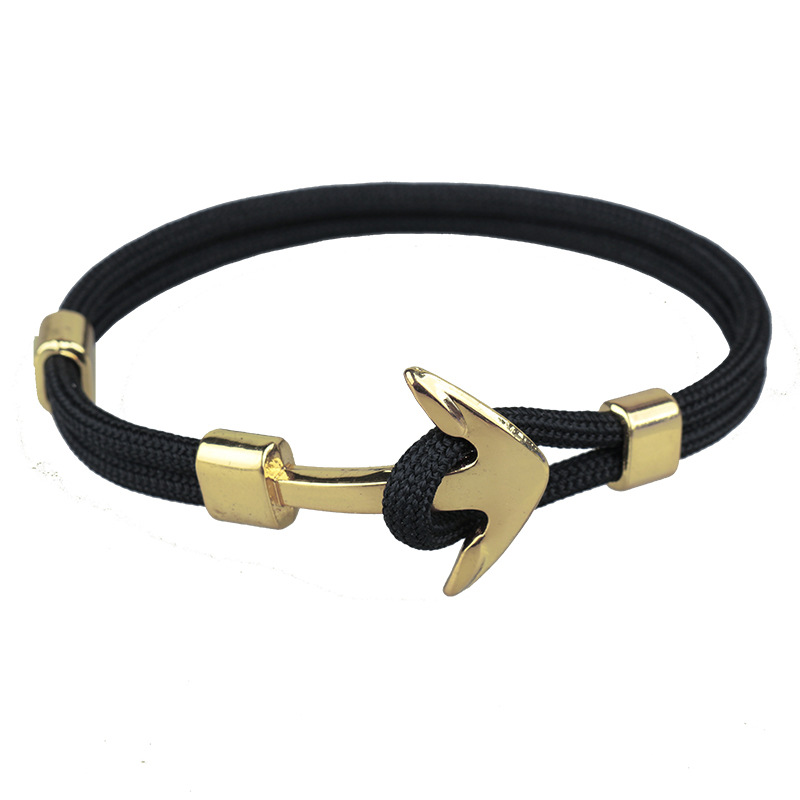 Popular Handmade Paracord Bracelet Gold Anchor Charm Bracelets for Couples-image-908265957