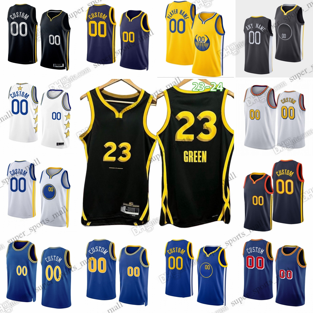 Custom Printed 2023-24 New Basketball Jerseys Curry Thompson Paul Wiggins Green Payton II Looney Kuminga Gay Davis McGruder Quinones Joseph Willi-image-908326497
