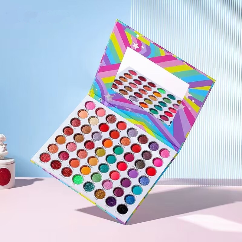Highly Pigmented Eye Shadow Palette Makeup 56 Colors Glitter Shimmer Colorful Eyeshadow Palette for Women Beauty Sparkle Glitter Eye Pressed Powd-image-908324042