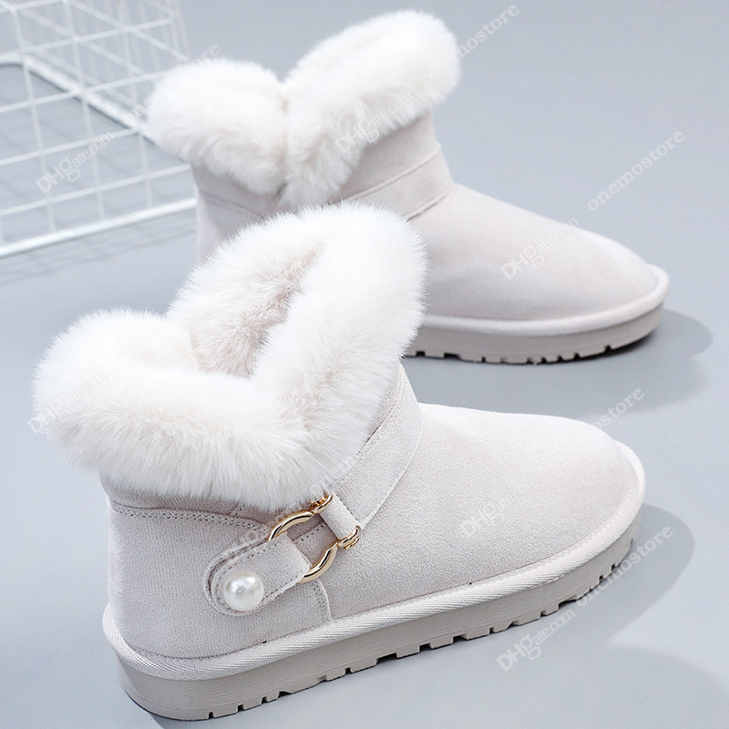Australia Autumn ugglis Boots Warm Snow Boot Designer Winter Womens Ankle Full Fur Fluffy Furry Satin Usa Buckle pearl thickened boots