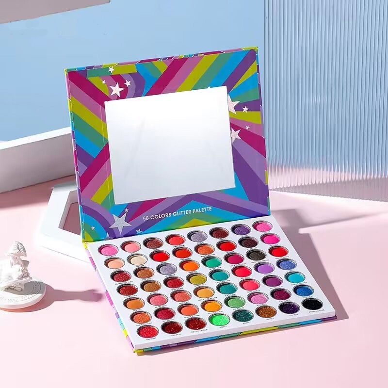Highly Pigmented Eyeshadow Palette Colorful 56 Colors Glitter Shimmer Eye Shadow Makeup Palette Blendable Eye Pressed Powder Pallet-image-908110630