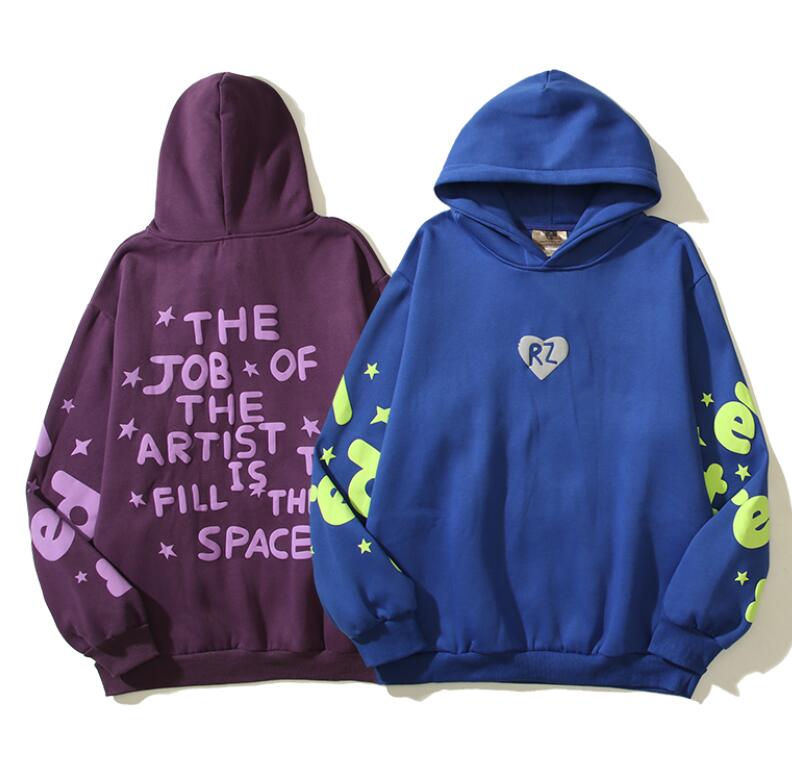 New Fashion Clothing American high street niche popular logo RZ fluorescent foam letter print hoodie loose couples hoodie terry hooded sweatshirt-image-858305436