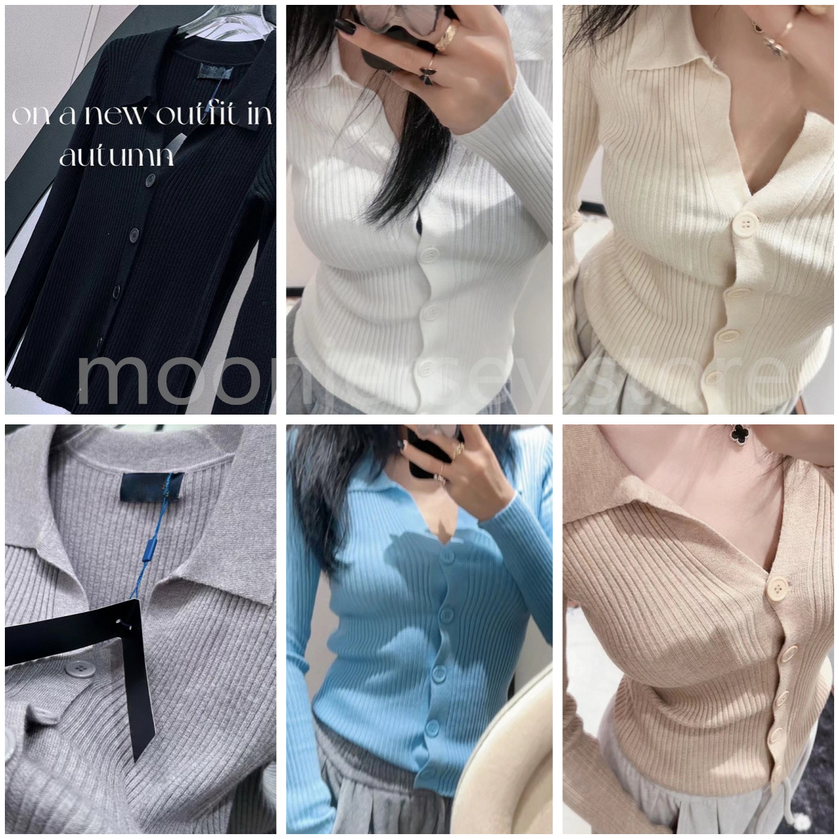 New Fashion Clothing Designer Knitted Shirts for Women Autumn Winter Outfit Polo Shirt S/M/L 24928-image-902290161
