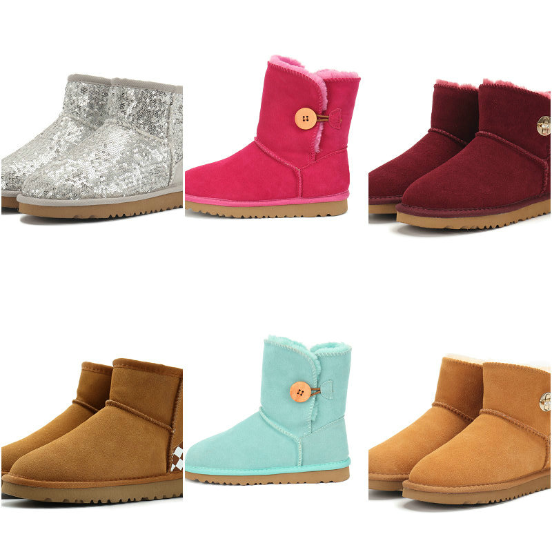 45Color ARM Topquality Women's mini Luxury Snow Boots with fur Genuine leather girl snow boot ankle short bow mini fur Size 35-43-image-901984516