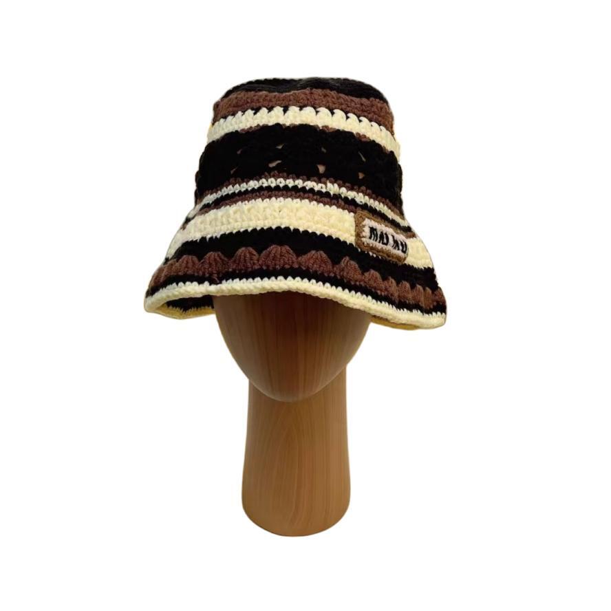 Designer hand-knitted hat hollowed out bell hat visor hat-image-908611594