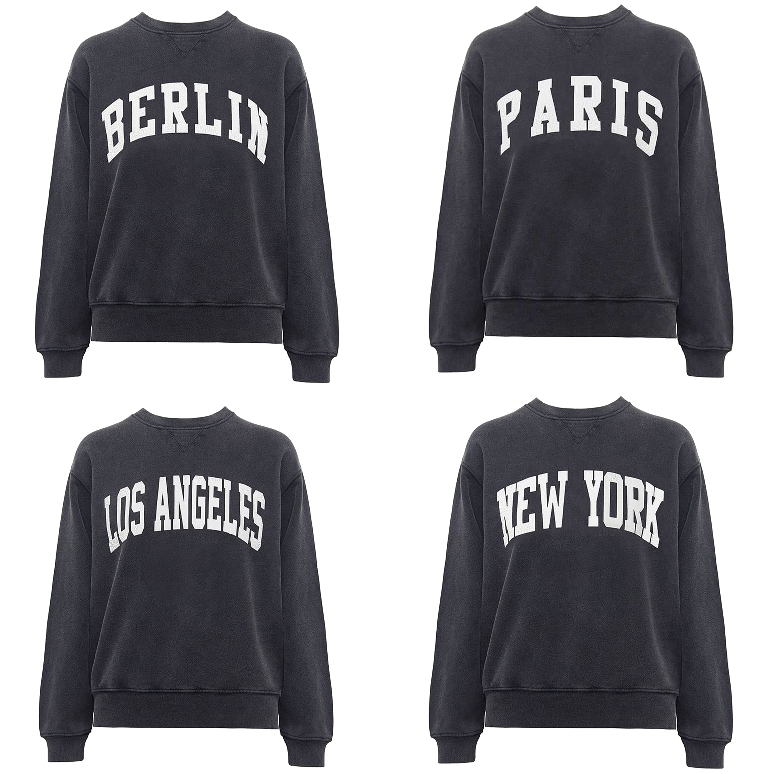 23AW AB Women Designer Fashion Classic Cotton Sweatshirt New ANINES New Letter Berlin Sweatshirt Print Washing Water Fried Snowflake Used Pullove-image-842401281