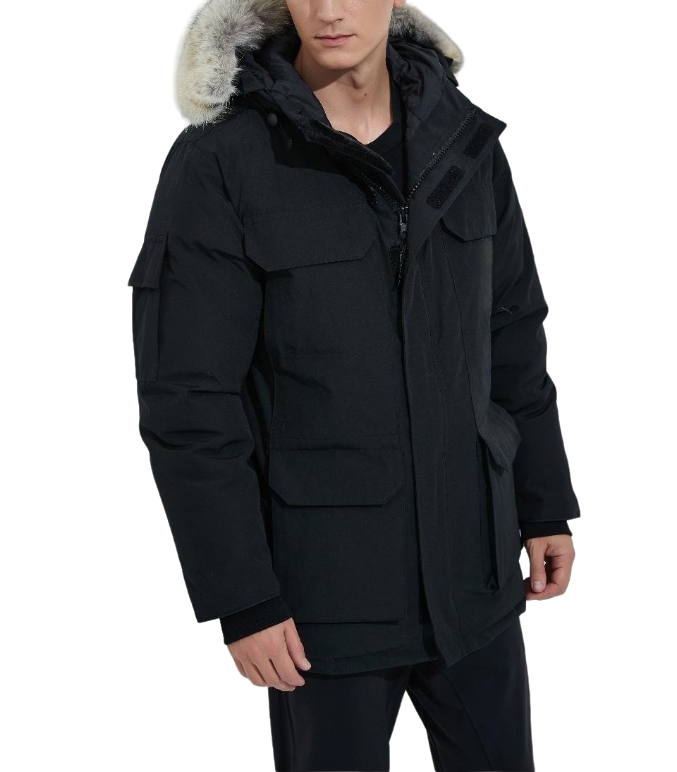 Hiver Mens Fashion Designer Down Jacket Real Wolf Fur Furned épaississeur de sports chauds M mantelles de sport à vent étanche parker Mentes pour