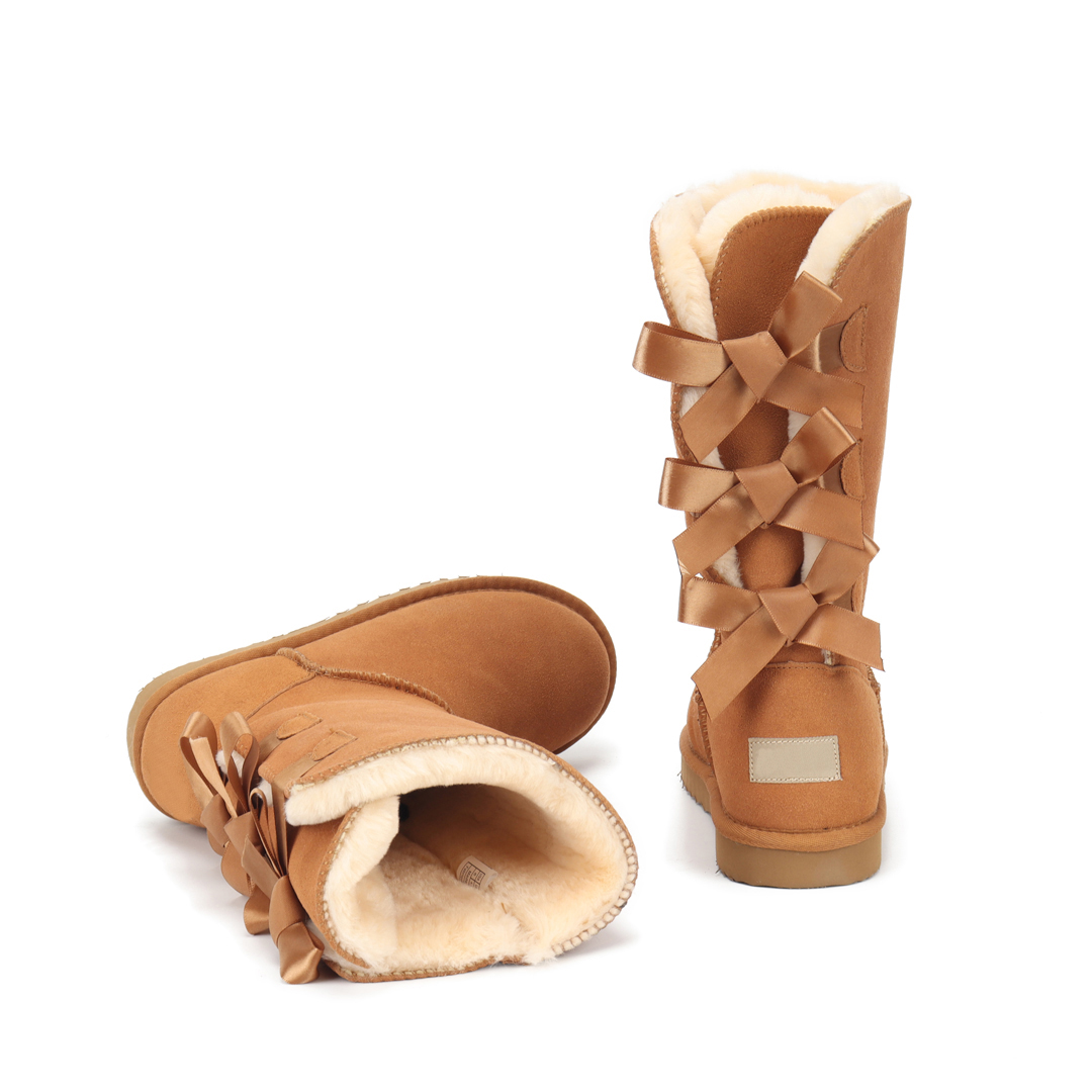 48Color Topquality ribbon bow Women's 3280 3281 3282 7308 5282 mini Luxury Snow Boots with fur Genuine leather Size 35-42-image-908502345
