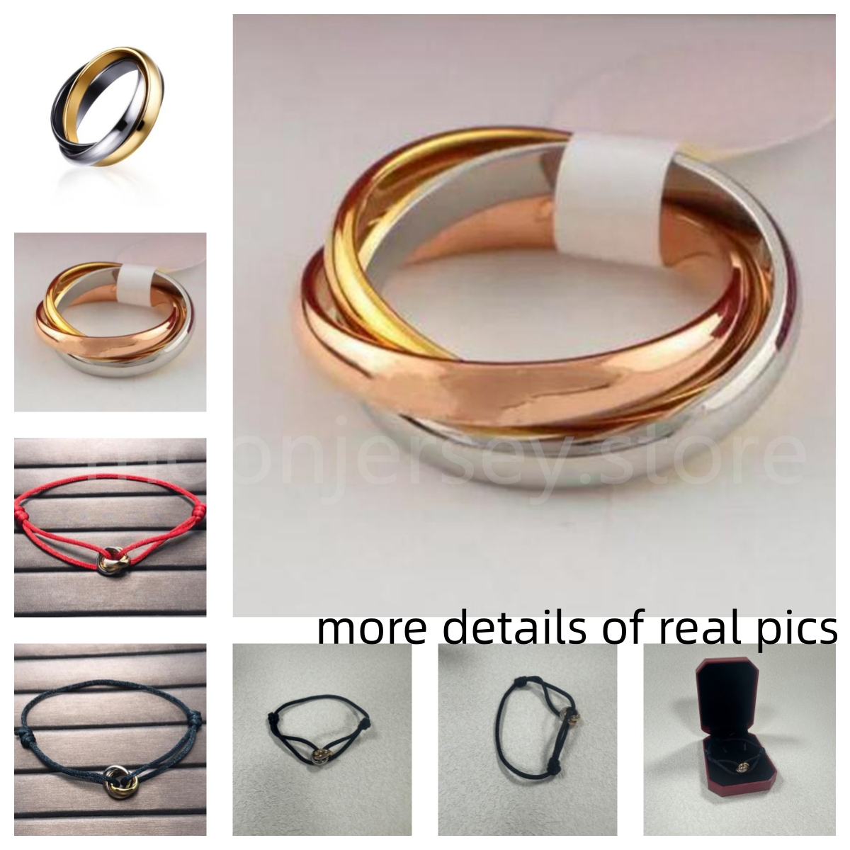 Top Quality Rings Fashion Designer Jewelry Woman Men Bracelets with Tricolor Ring Hand Strap 19124-image-866306307
