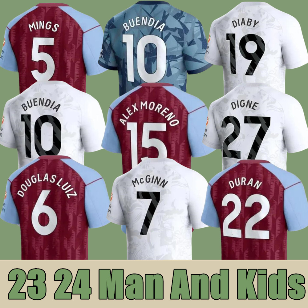 2023 2024 Aston Villas Voetbalshirts Kindertenue Thuisvoetbal Jersey Training Weg Fans Spelerversie Camisetas Futbol MINGS Mcginn