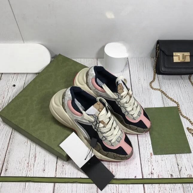 Designer Rhyton Shoes Multicolor Sneakers Men Women Trainers Vintage Chaussures Platform Sneaker Strawberry Mouse Mouth Shoe With Box-image-868530984