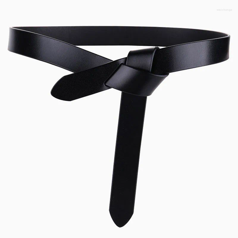 Belts Cowhide Belt Ladies Soft Genuine Leather Knotted Strap Dress Accessories Gothic Retro Luxury Designer Girdle Corset For Women leather