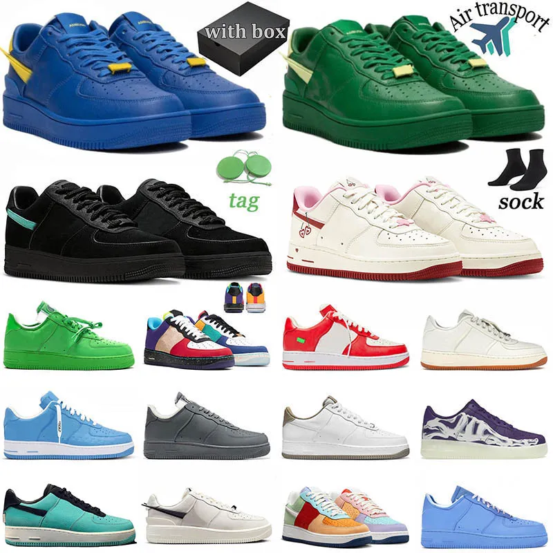 Air 1 Low Triple White Black Running Shoes Lightweight Comfortable Casual Shoes Outdoor Sports Utility Red Sneaker