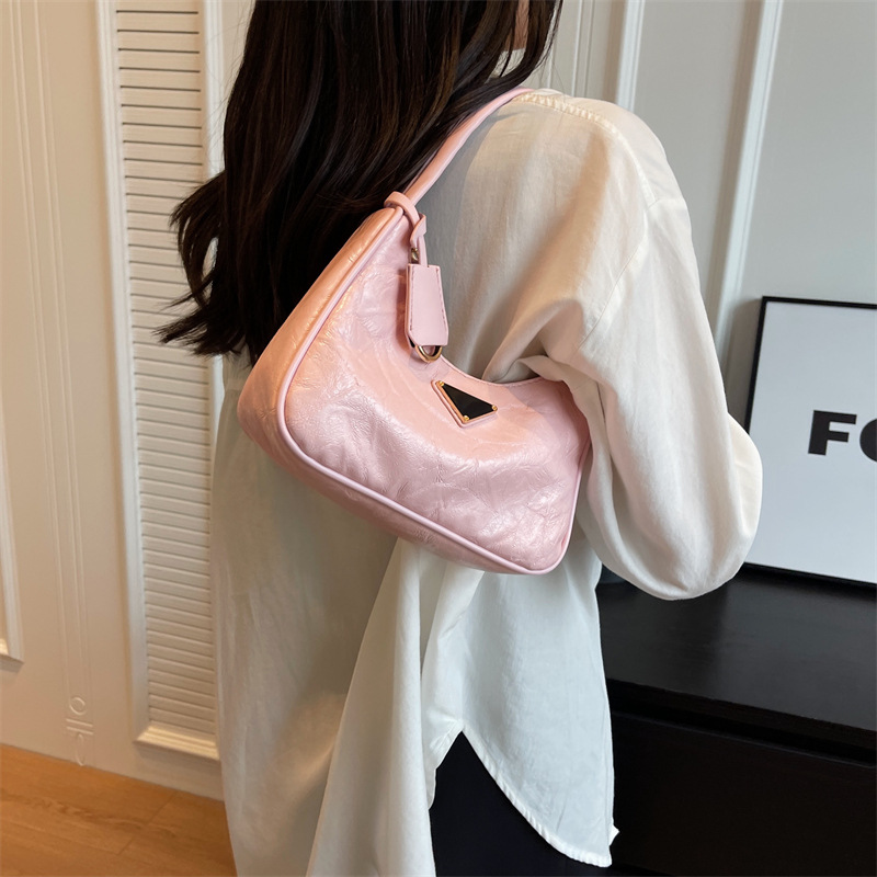 Luxury PU Leather Shoulder Crossbody Half Moon For Women Small Women's Designer Zipper Handbag Trend Female Plaid Bag