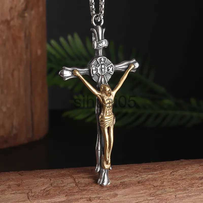 Pendant Necklaces Christian Crucifix Cross Pendant Necklace Women's and Men's Religious Prayer Baptism Jewelry Gift Accessories x1009-image-909229930