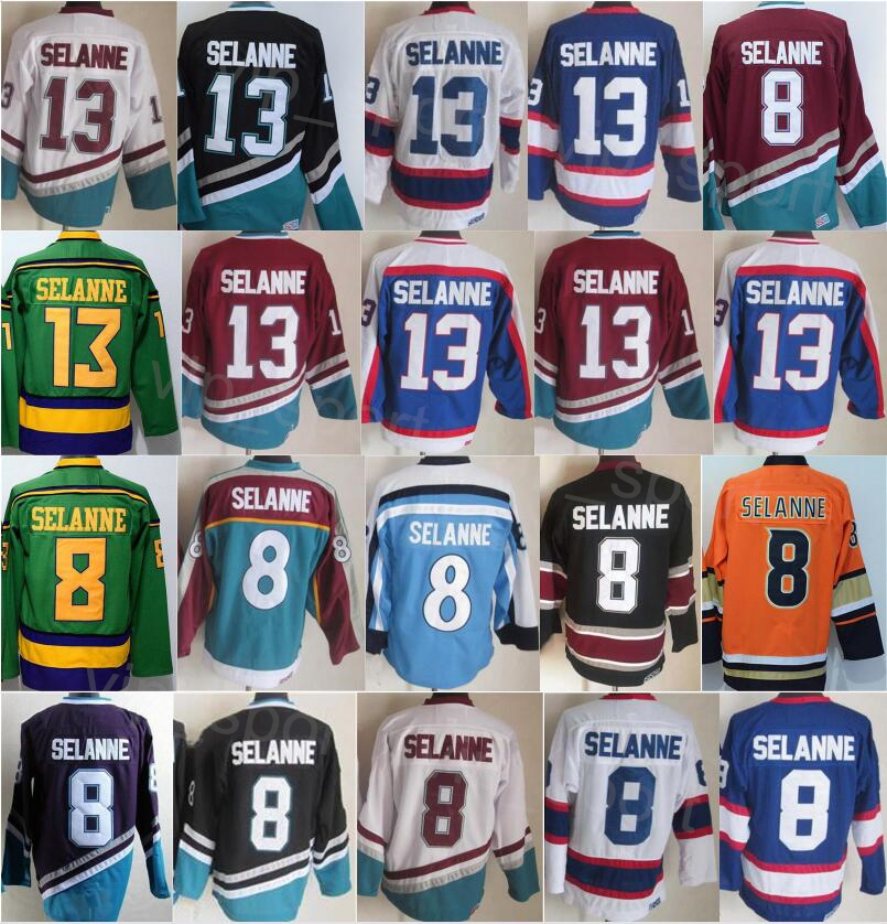 CCM Hockey Retro Jersey 8 Teemu Selanne Retire Vintage Classic Embroidery And Sewing Team Color Mighty Purple White Black Blue Red Green Orange B-image-909201532
