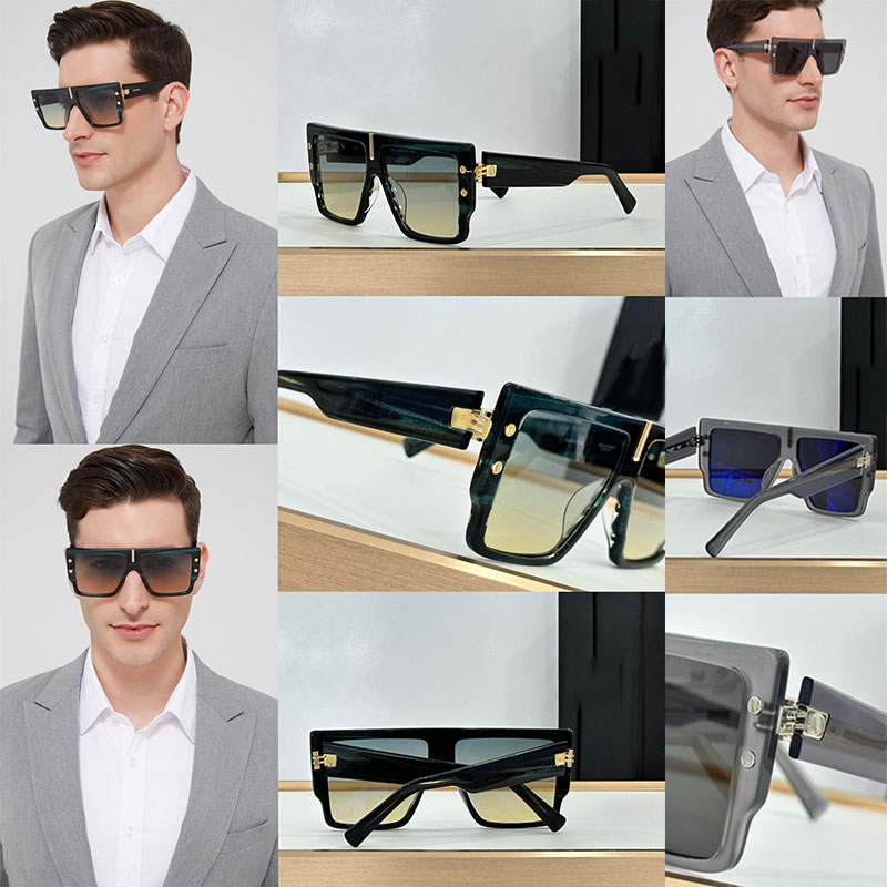 Designer Lunettes de Soleil Mens and Womens Sheet Metal One Piece Frame Square Mirror Frame Gradient Sunglasses Beach Party Driving INS Same Mode-image-909224859
